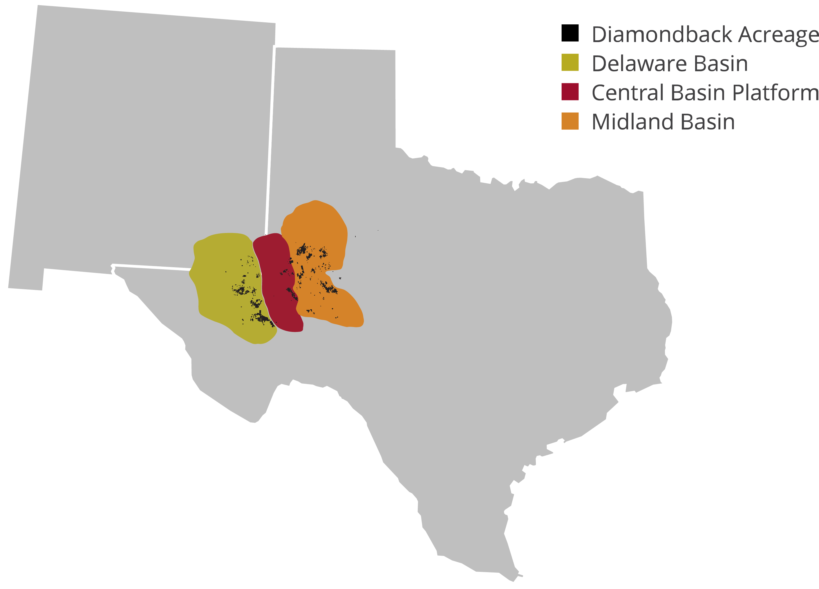 Map of Diamondback Permian Basin Acreage